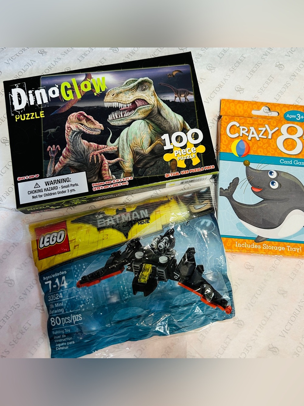 LEGO Batman Mini Toy ,Crazy 8, and Dino Puzzle Bundle